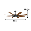 Modern And Simple Design Custom Ceiling Fan Coffe Brown Long Blade Ceiling Fan Reversible Motor Ceiling Fan KBS-52K187