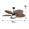 52 Inch Indoor Outdoor Modern Rattan Decorative Ceiling Fan With Light KBS-5228D