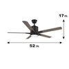 52 Inch Remote Control Smart Modern Led Ceiling Fan KBS-52236