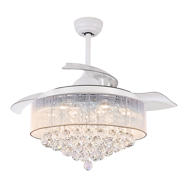 Indoor Decorative Invisible Chandelier Crystal Retractable Ceiling Fan KBS-Y4201