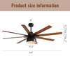 66 Inch Smart Large Ceiling Fan 8 Blades Plywood Electric Ceiling Fan With LED Light And Remote Control KBS-66K005