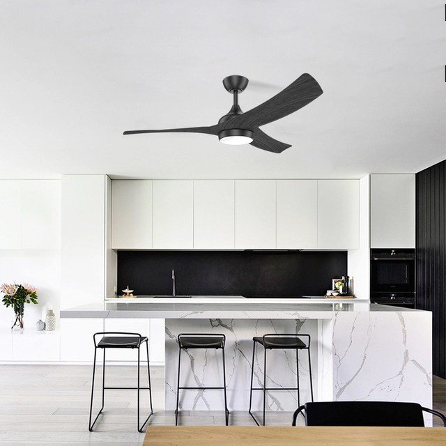 High Quality 3 solid wood Blades Morden Smart Ceiling Fan With Light And Remote Control