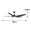 Indoor 60 Inch Modern Smart Big Ceiling Fan With Led Light KBS-60K003