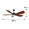 Living Room Led Light Solid Wood Ceiling Fan KBS-52232